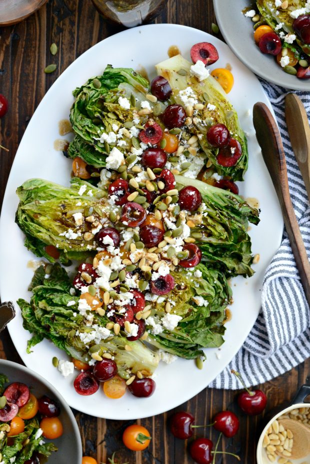 Grilled Romaine Salad with Cherries, Feta and Toasted Pine Nuts l SimplyScratch.com (4)