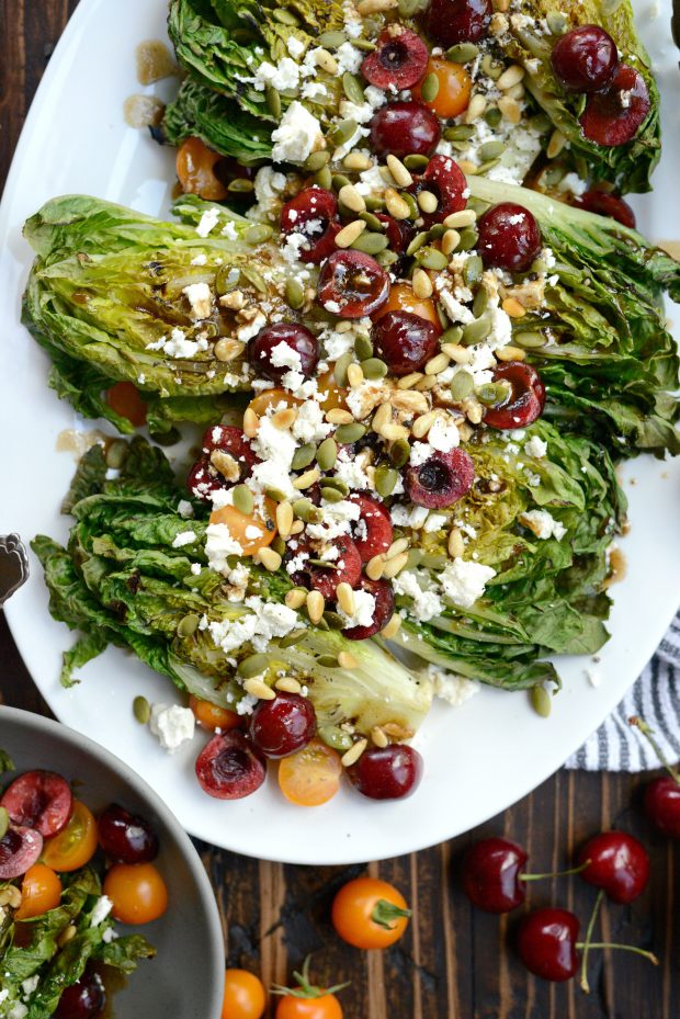 Grilled Romaine Salad with Cherries, Feta and Toasted Pine Nuts l SimplyScratch.com (6)