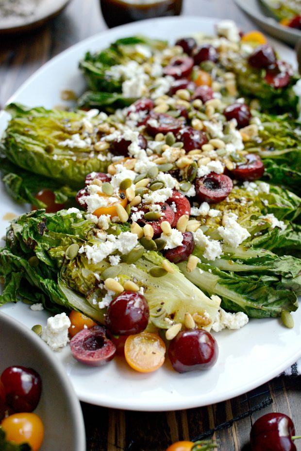 Grilled Romaine Salad with Cherries, Feta and Toasted Pine Nuts l SimplyScratch.com (7)