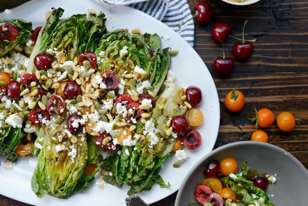 Grilled Romaine Salad with Cherries, Feta and Toasted Pine Nuts l SimplyScratch.com (8)