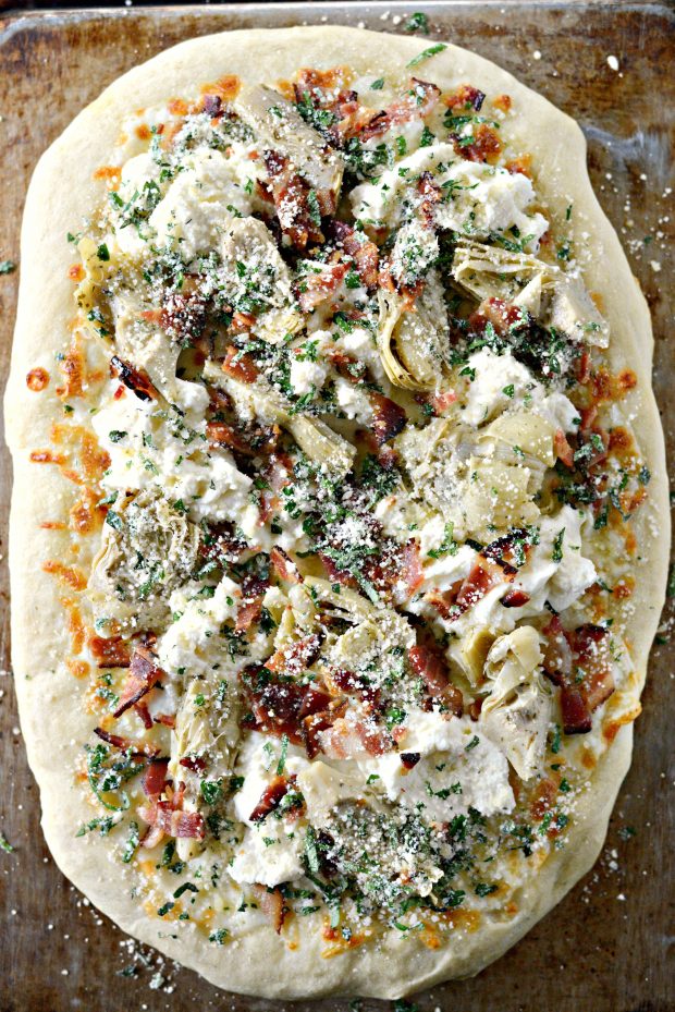 White Pizza with Bacon, Artichokes and Balsamic Drizzle l SimplyScratch.com 