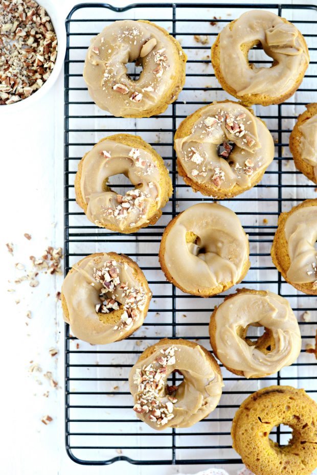 Baked Pumpkin Doughnuts with Brown Sugar Maple Glaze l SimplyScratch.com