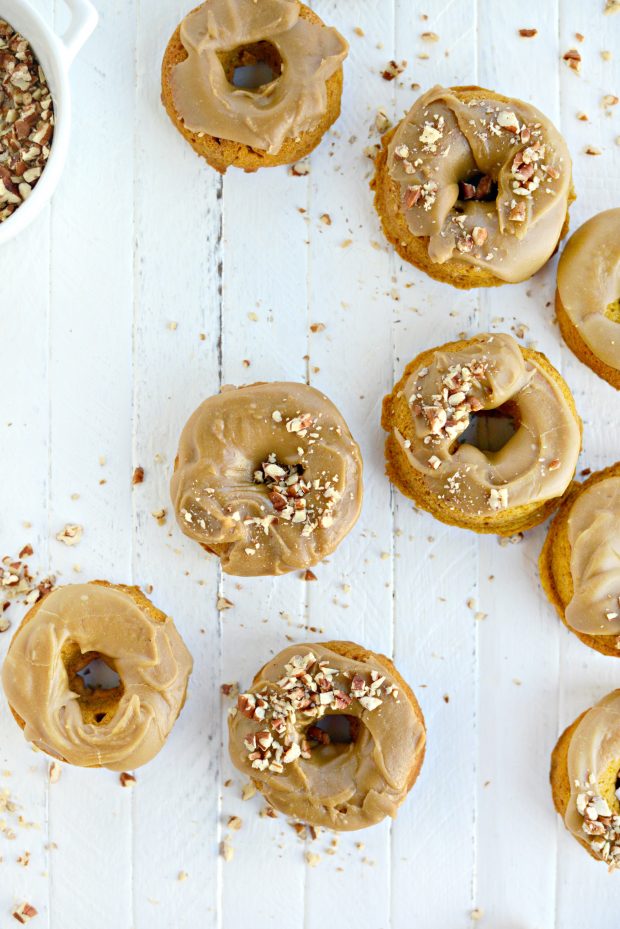 Baked Pumpkin Doughnuts with Brown Sugar Maple Glaze l SimplyScratch.com