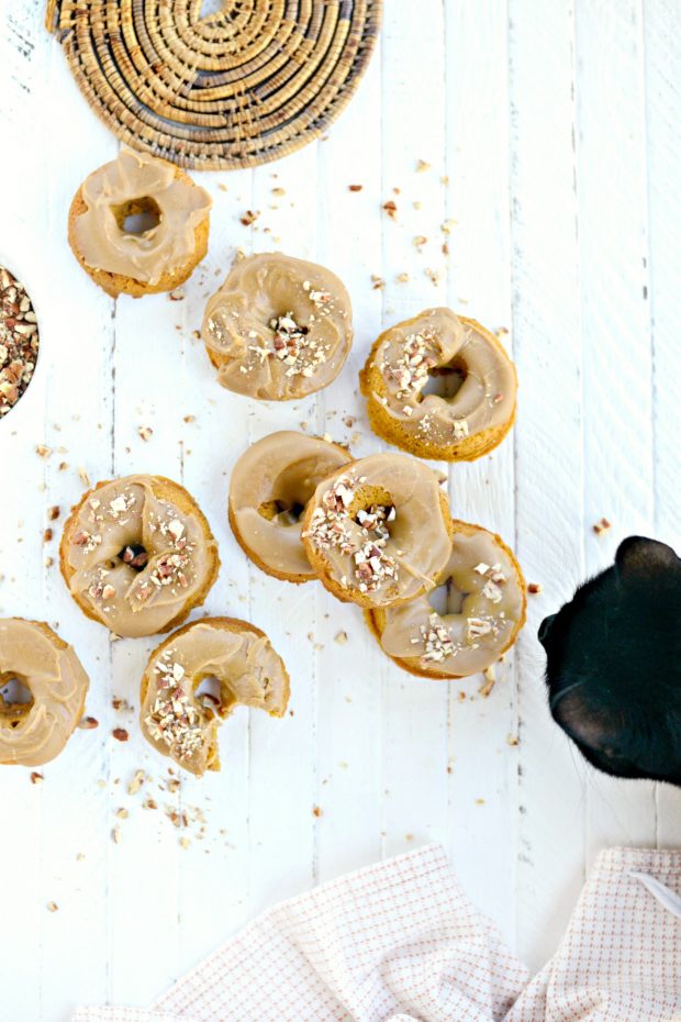 Baked Pumpkin Doughnuts with Brown Sugar Maple Glaze l SimplyScratch.com