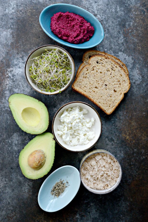 avocado beet hummus toast l simplyscratch.com