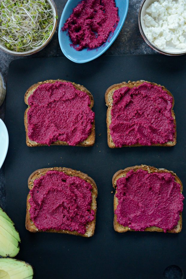 avocado beet hummus toast l simplyscratch.com