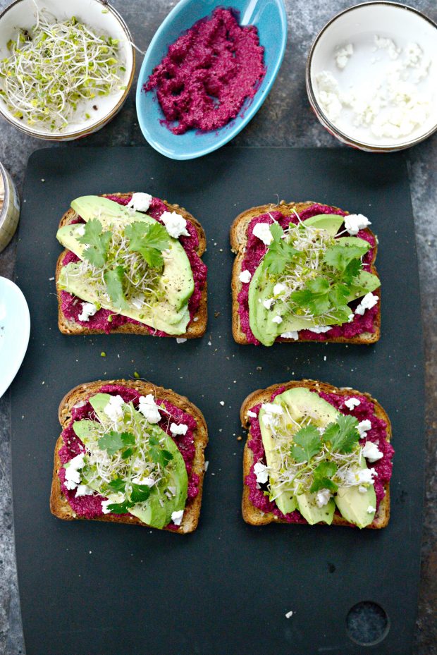avocado beet hummus toast l simplyscratch.com