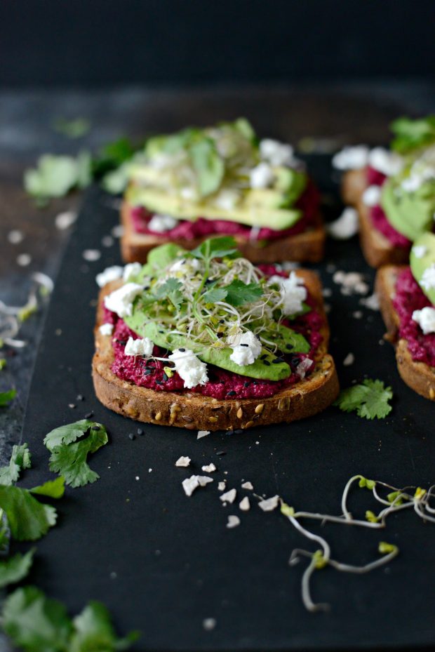 avocado beet hummus toast l simplyscratch.com