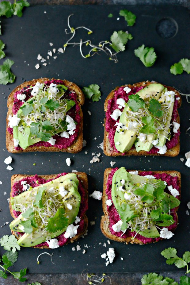 avocado beet hummus toast l simplyscratch.com