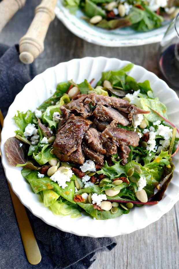 Wine Braised Lamb Salad with Pumpkin Vinaigrette l SimplyScratch.com