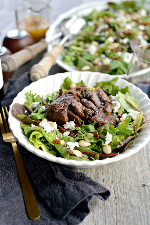 Wine Braised Lamb Salad with Pumpkin Vinaigrette l SimplyScratch.com