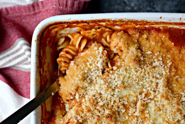 One-Pan Chicken Parmesan Casserole l SimplyScratch.com