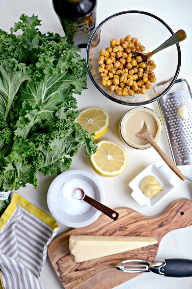 Healthy Kale Caesar Salad with Tahini Caesar Dressing l SimplyScratch.com 