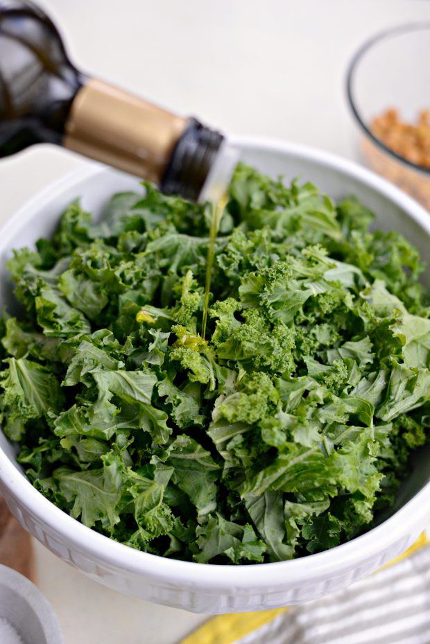 Healthy Kale Caesar Salad with Tahini Caesar Dressing l SimplyScratch.com 