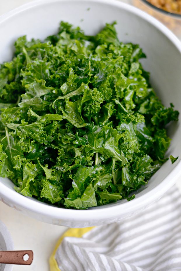 Healthy Kale Caesar Salad with Tahini Caesar Dressing l SimplyScratch.com 