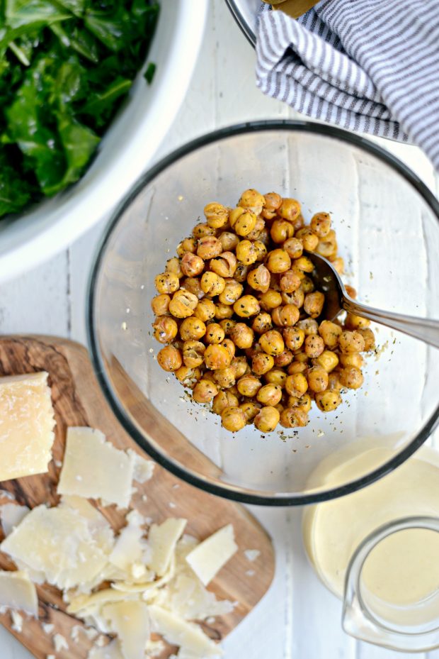 Healthy Kale Caesar Salad with Tahini Caesar Dressing l SimplyScratch.com 