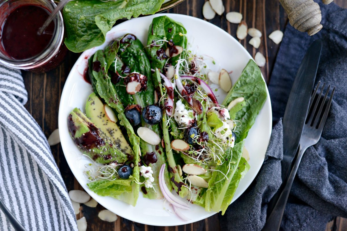 Simply Scratch Blueberry Almond and Goat Cheese Salad with Blueberry