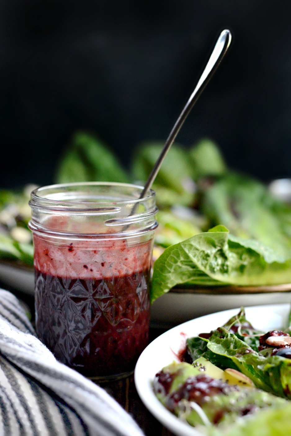 Homemade Salad Dressings and Vinaigrette Recipes - Blueberry Almond Salad with Goat Cheese, Avocado and Blueberry Balsamic Vinaigrette l SimplyScratch.com (12)
