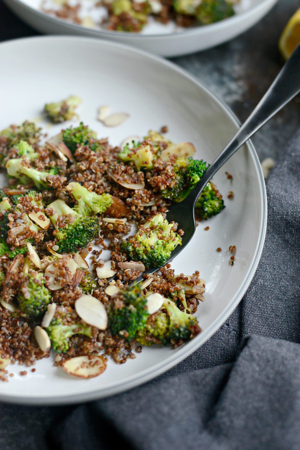 Lemon Broccoli Almond Quinoa l SimplyScratch.com