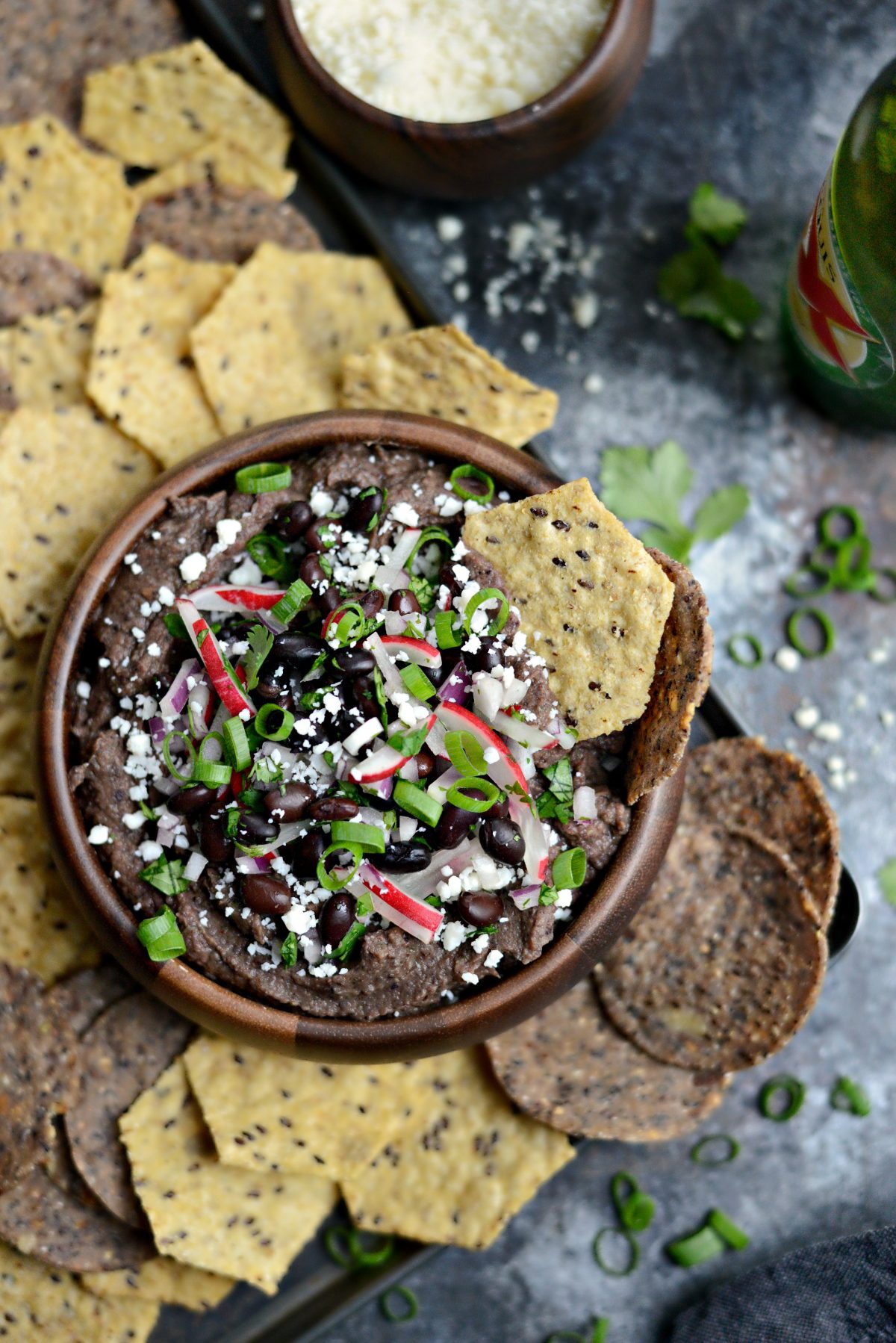 Smoky Chipotle Black Bean Dip with Radish Salsa l SimplyScratch.com