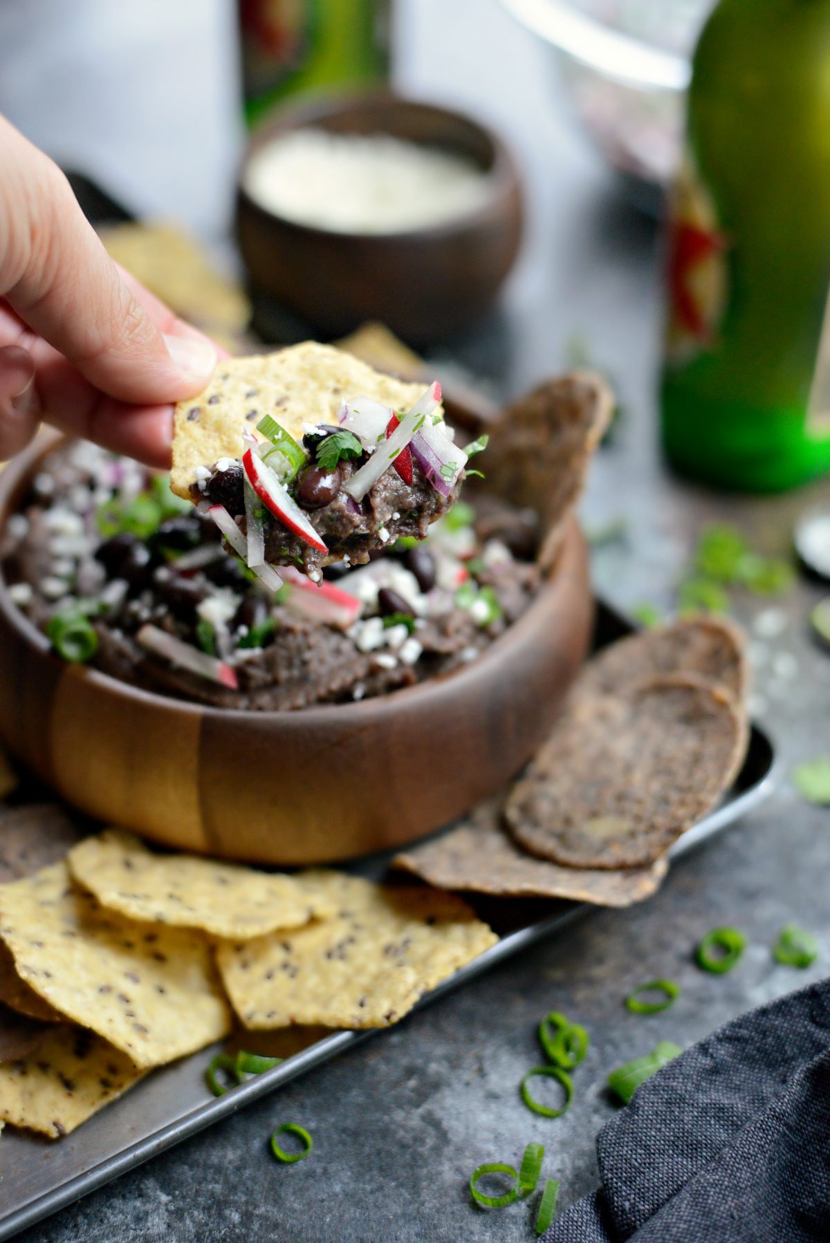 Smoky Chipotle Black Bean Dip with Radish Salsa l SimplyScratch.com