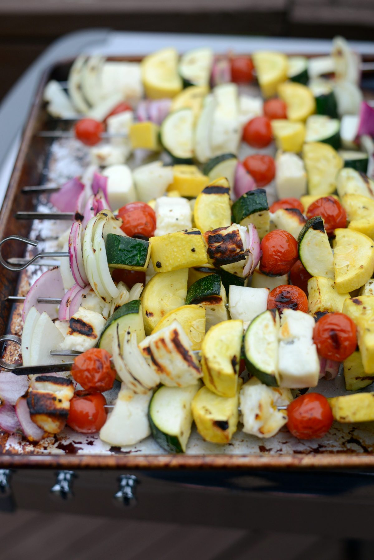 Grilled Halloumi Vegetable Skewers l SimplyScratch.com