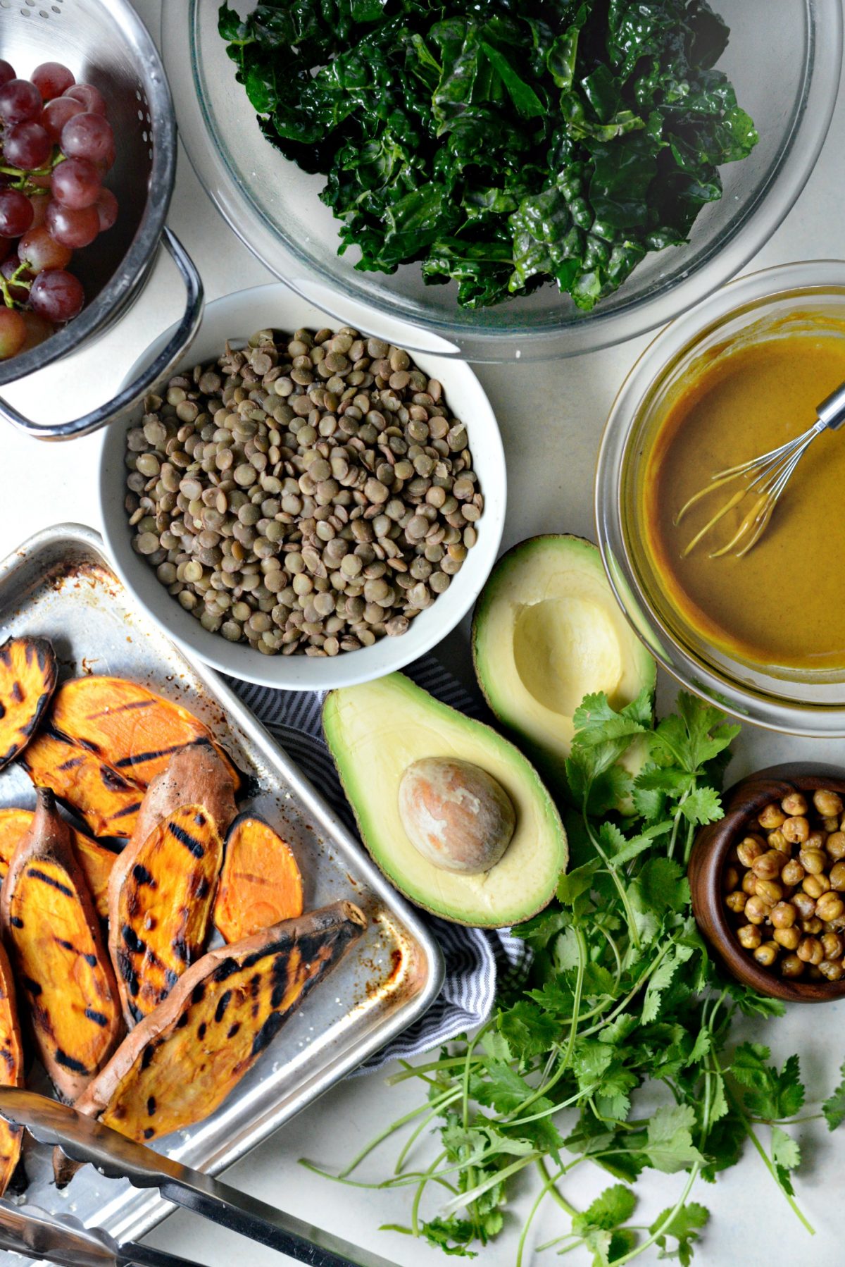 Grilled Sweet Potato, Lentil and Kale Buddha Bowl with Golden Almond Butter Dressing l SimplyScratch.com (10)