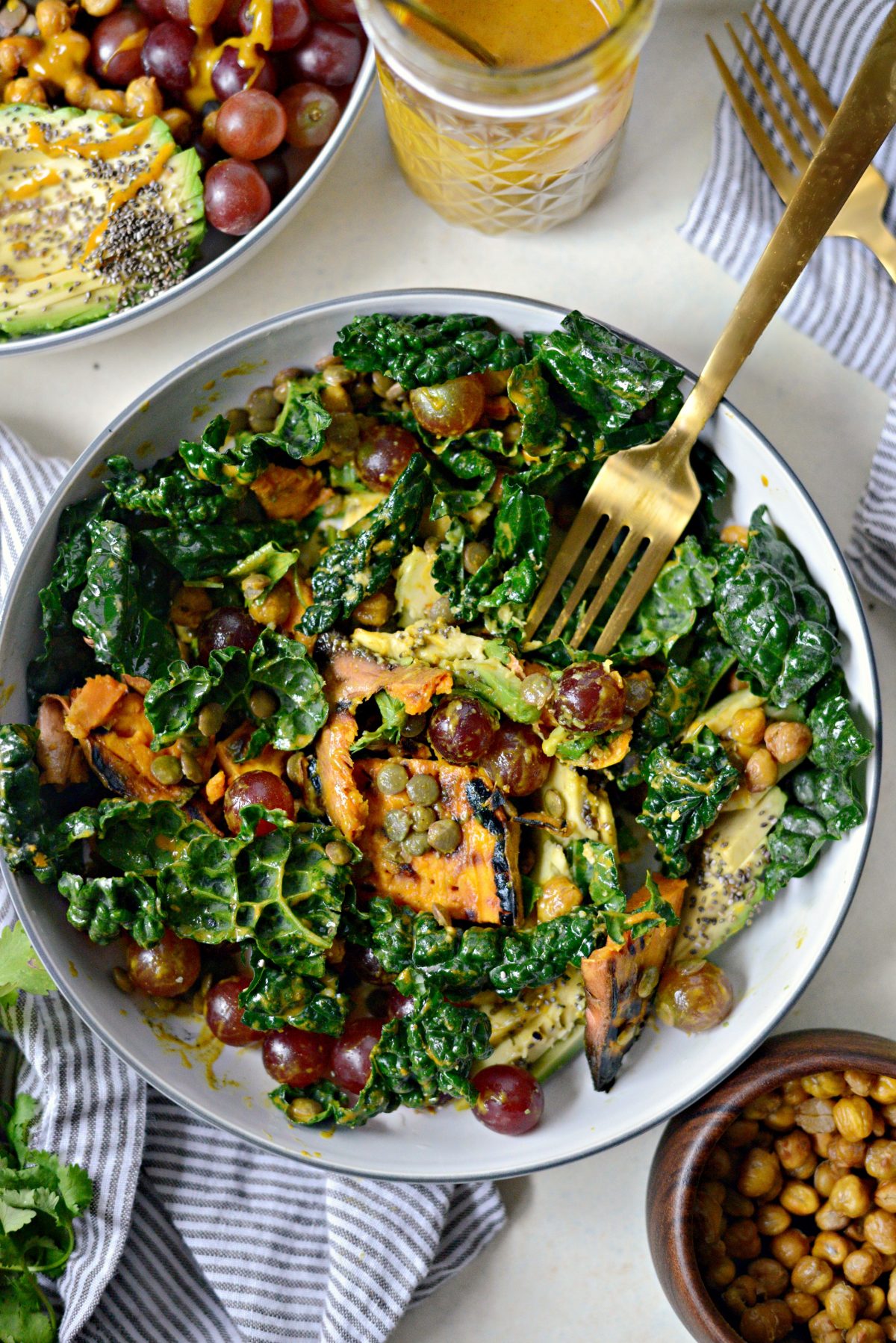 Simply Scratch Grilled Sweet Potato, Lentil and Kale Buddha Bowl with