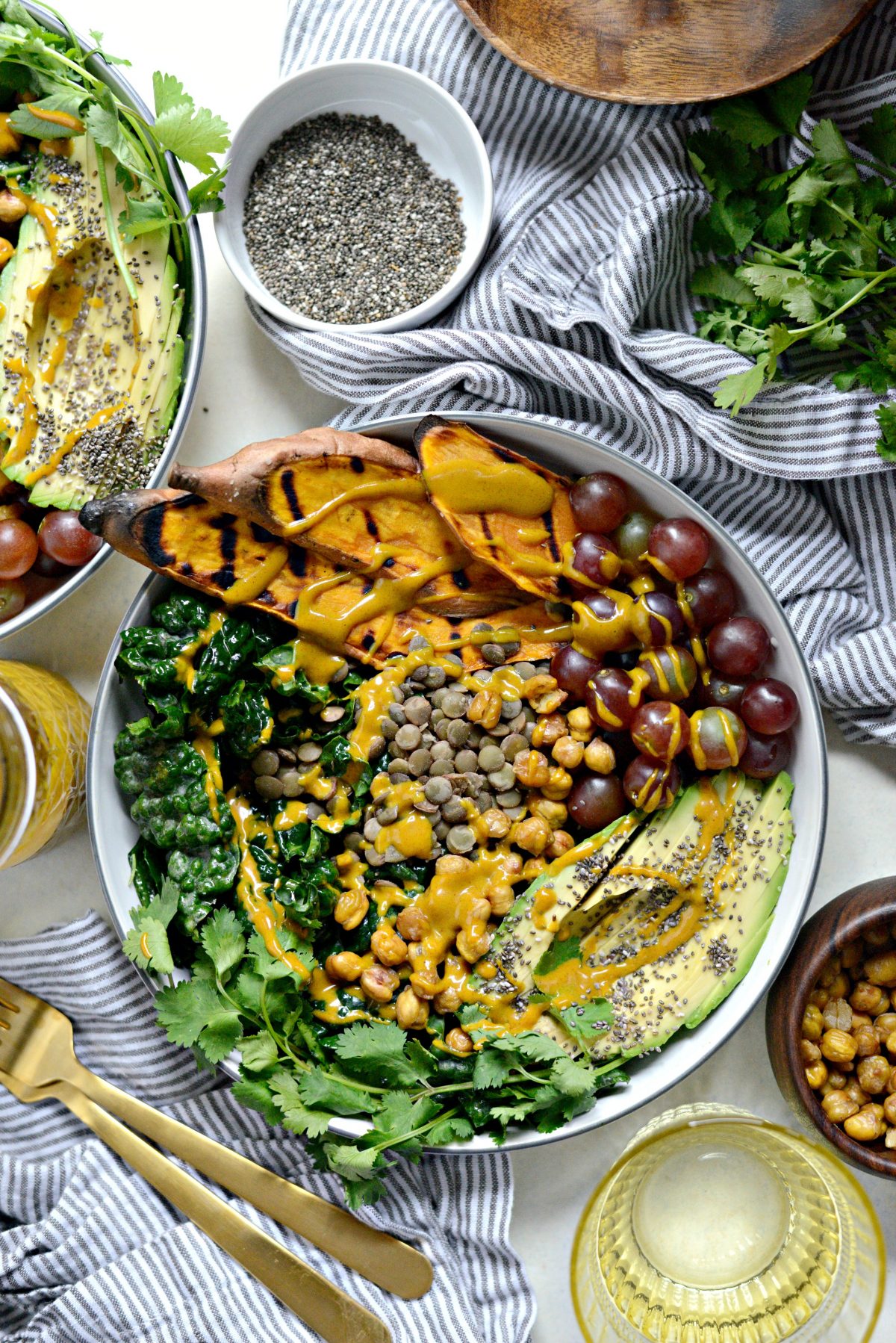 Grilled Sweet Potato, Lentil and Kale Buddha Bowl with Golden Almond Butter Dressing l SimplyScratch.com (23)