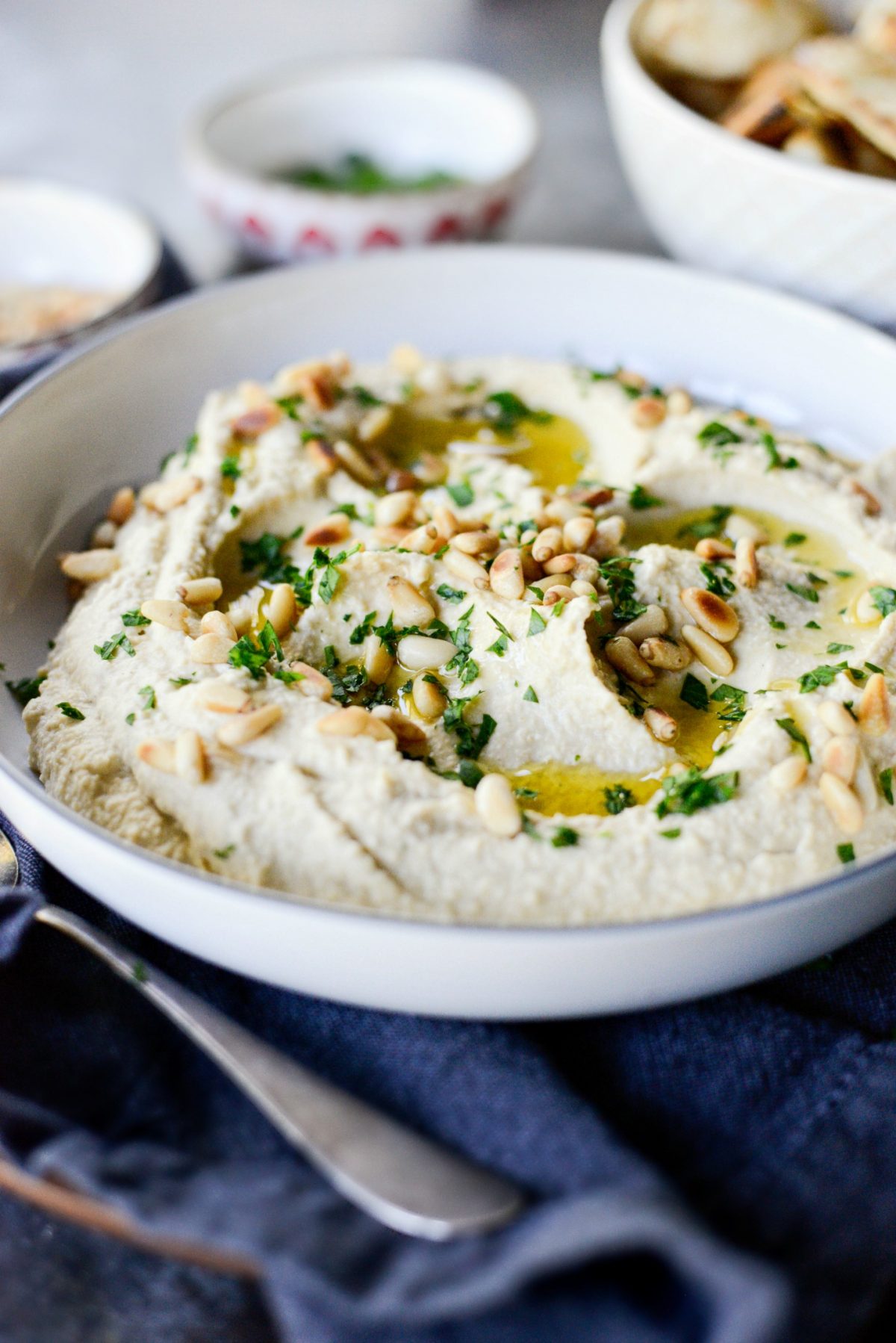Hummus Recipe with Toasted Pine Nuts l SimplyScratch.com