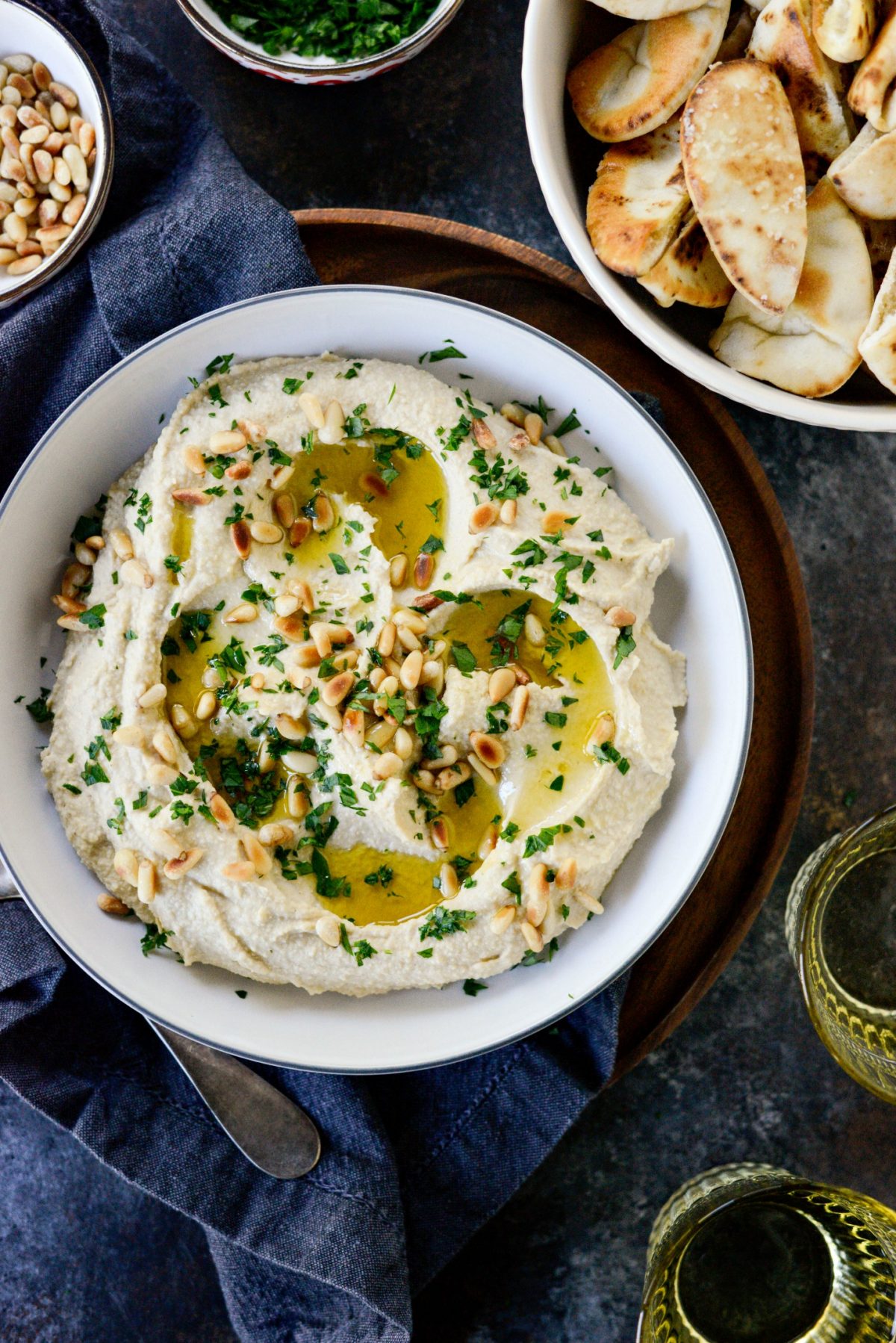 Hummus Recipe with Toasted Pine Nuts l SimplyScratch.com 