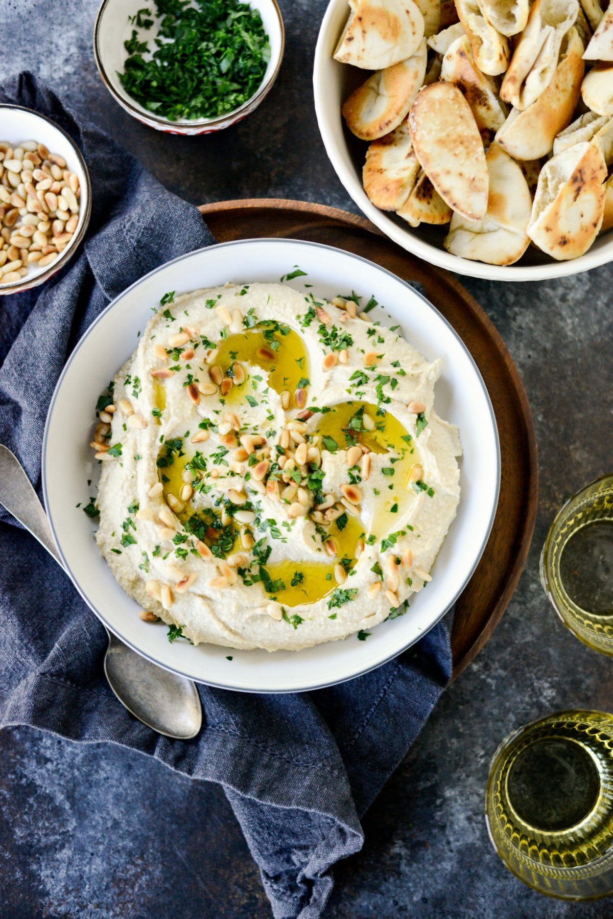 Hummus Recipe with Toasted Pine Nuts l SimplyScratch.com