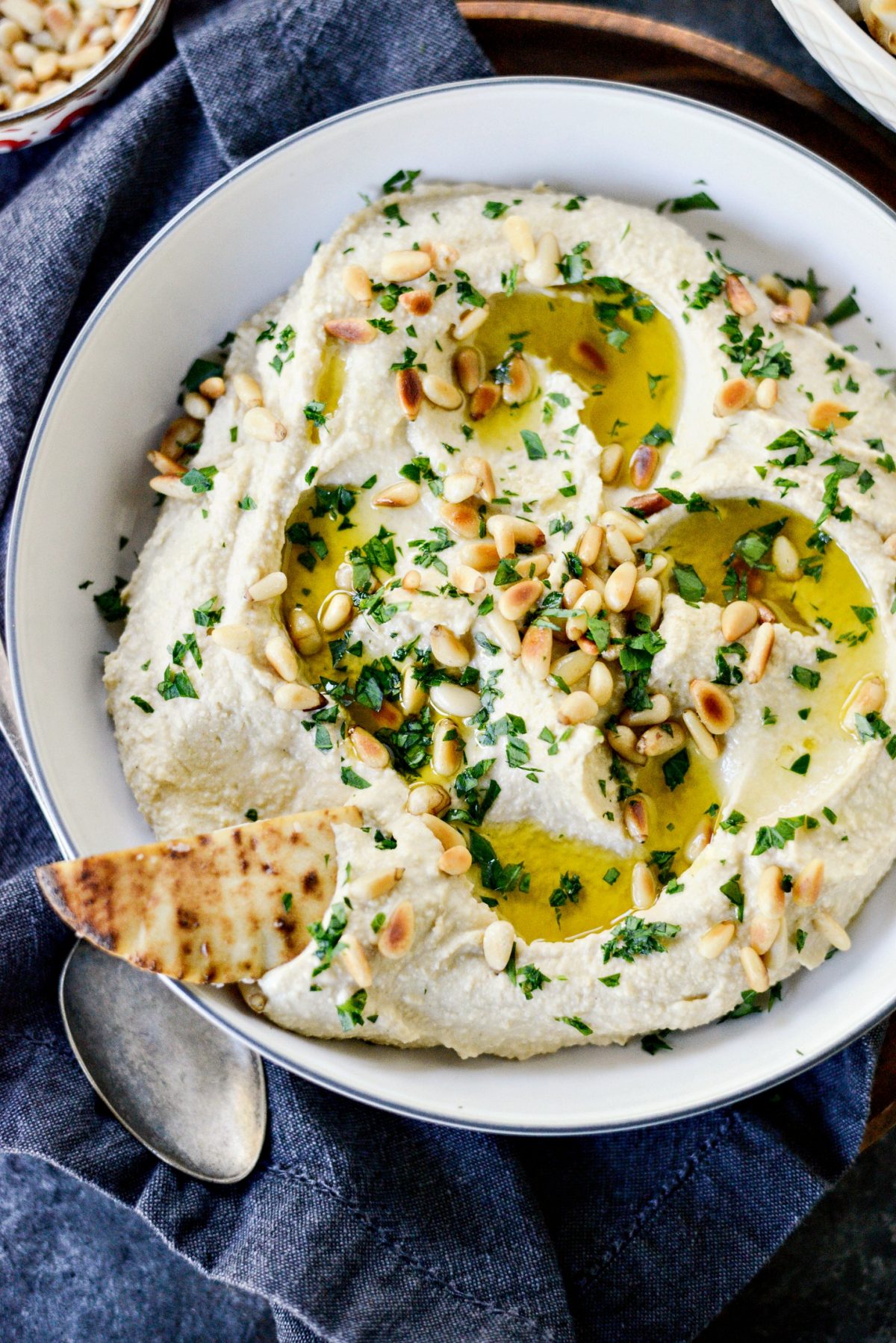 Hummus Recipe with Toasted Pine Nuts l SimplyScratch.com