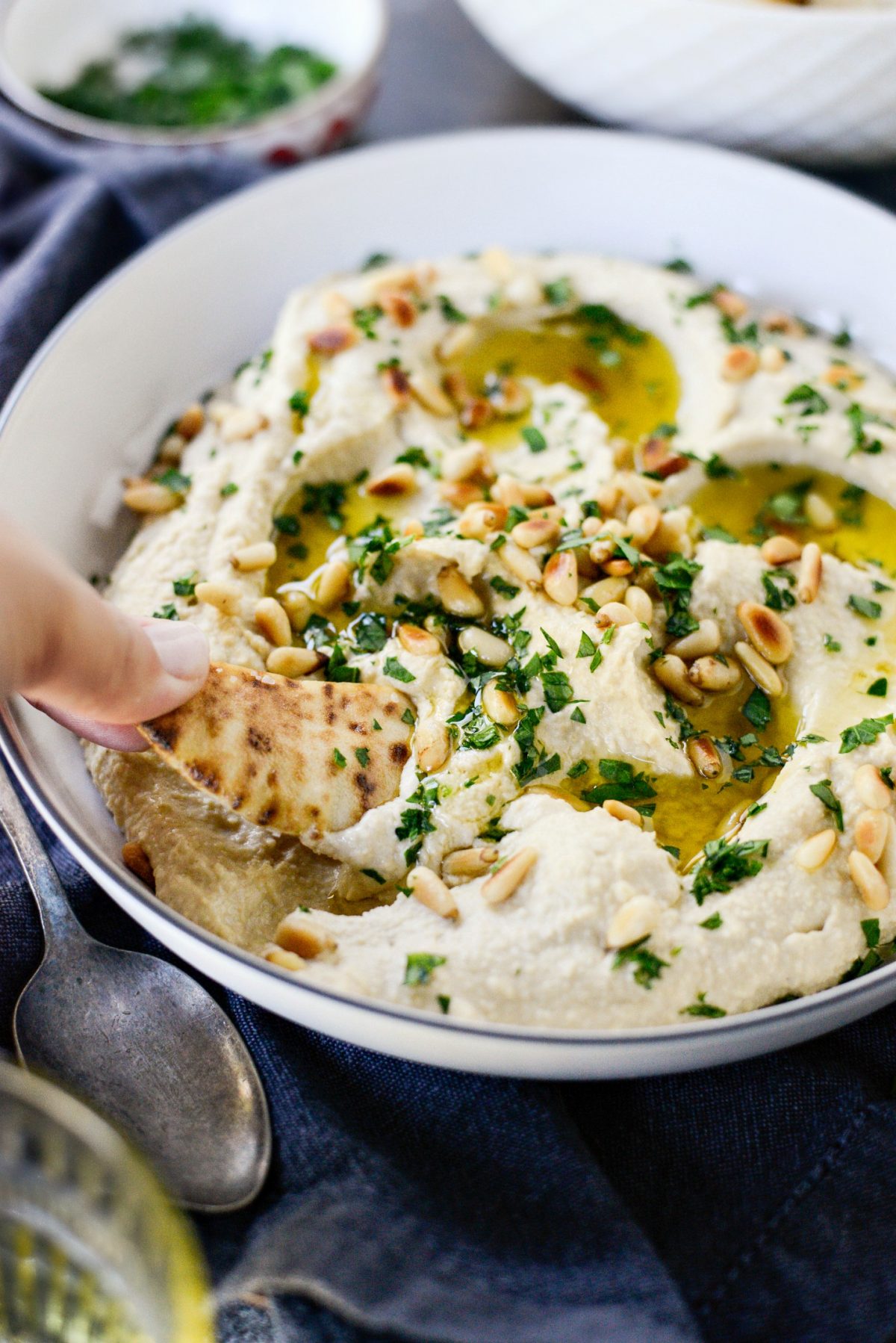 Hummus Recipe with Toasted Pine Nuts l SimplyScratch.com