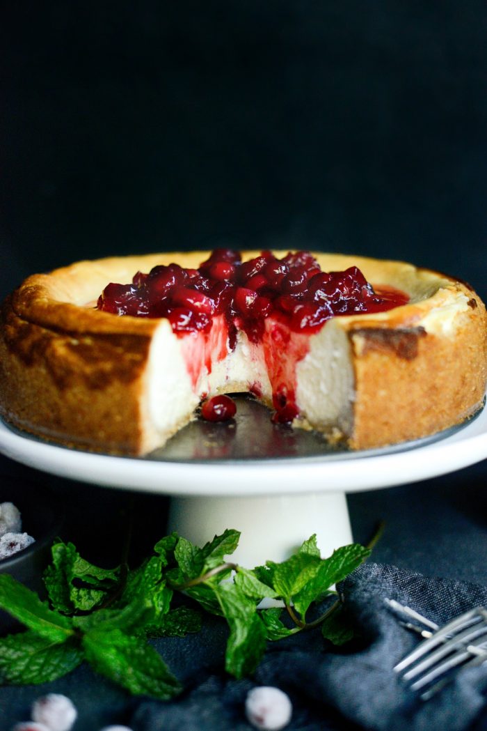 Goat Cheese Cheesecake l SimplyScratch.com #goat #cheese #cheesecake #dessert #homemade #tahini #shortbread #crust #holiday #christmas #thanksgiving
