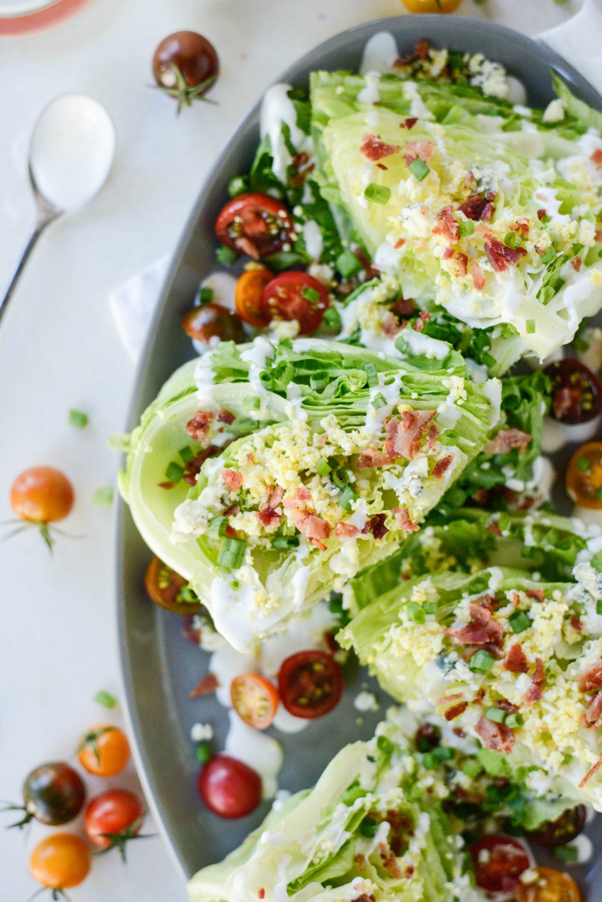 Loaded Wedge Salad with Black Pepper Buttermilk Dressing l SimplyScratch.com 