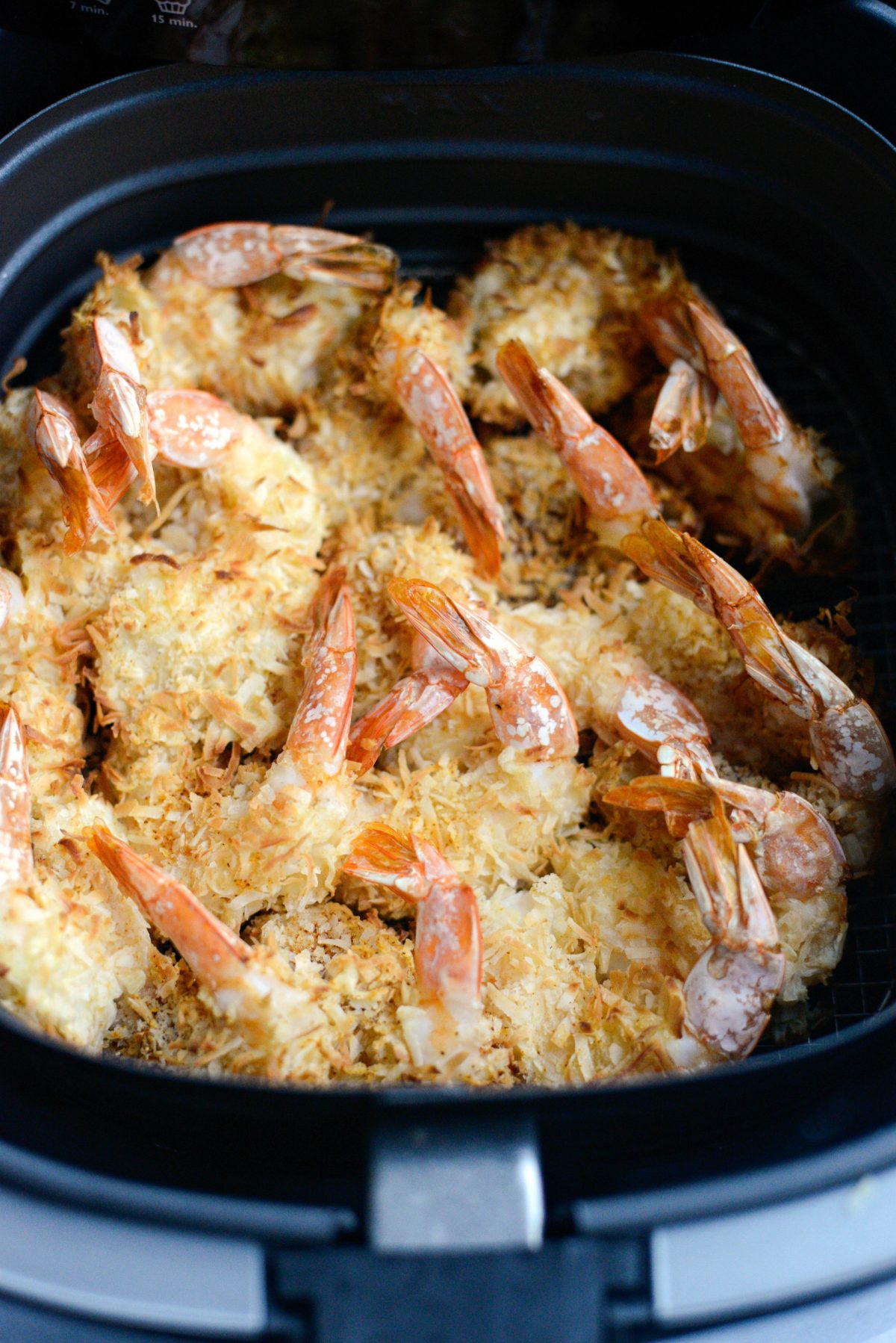 air fried coconut shrimp in basket