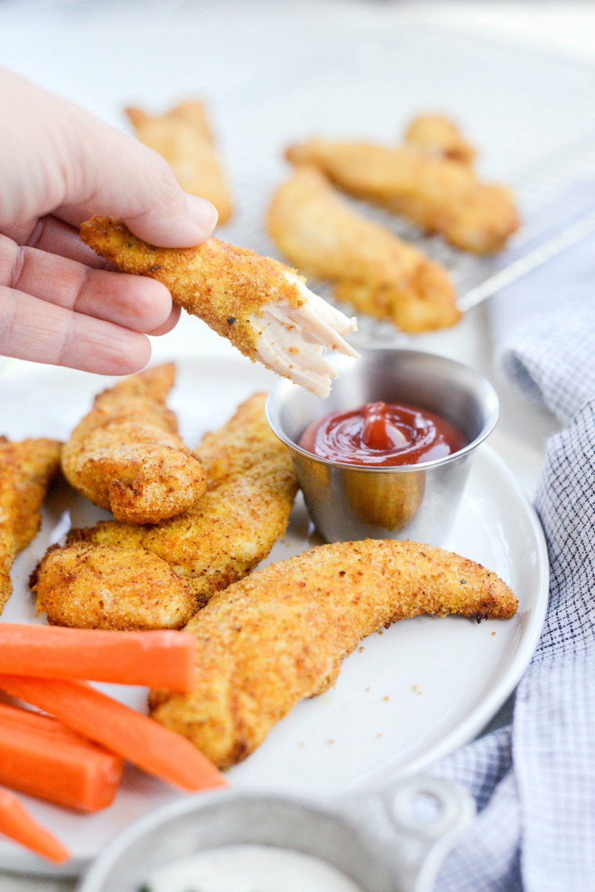 Deep fry frozen breaded chicken strips