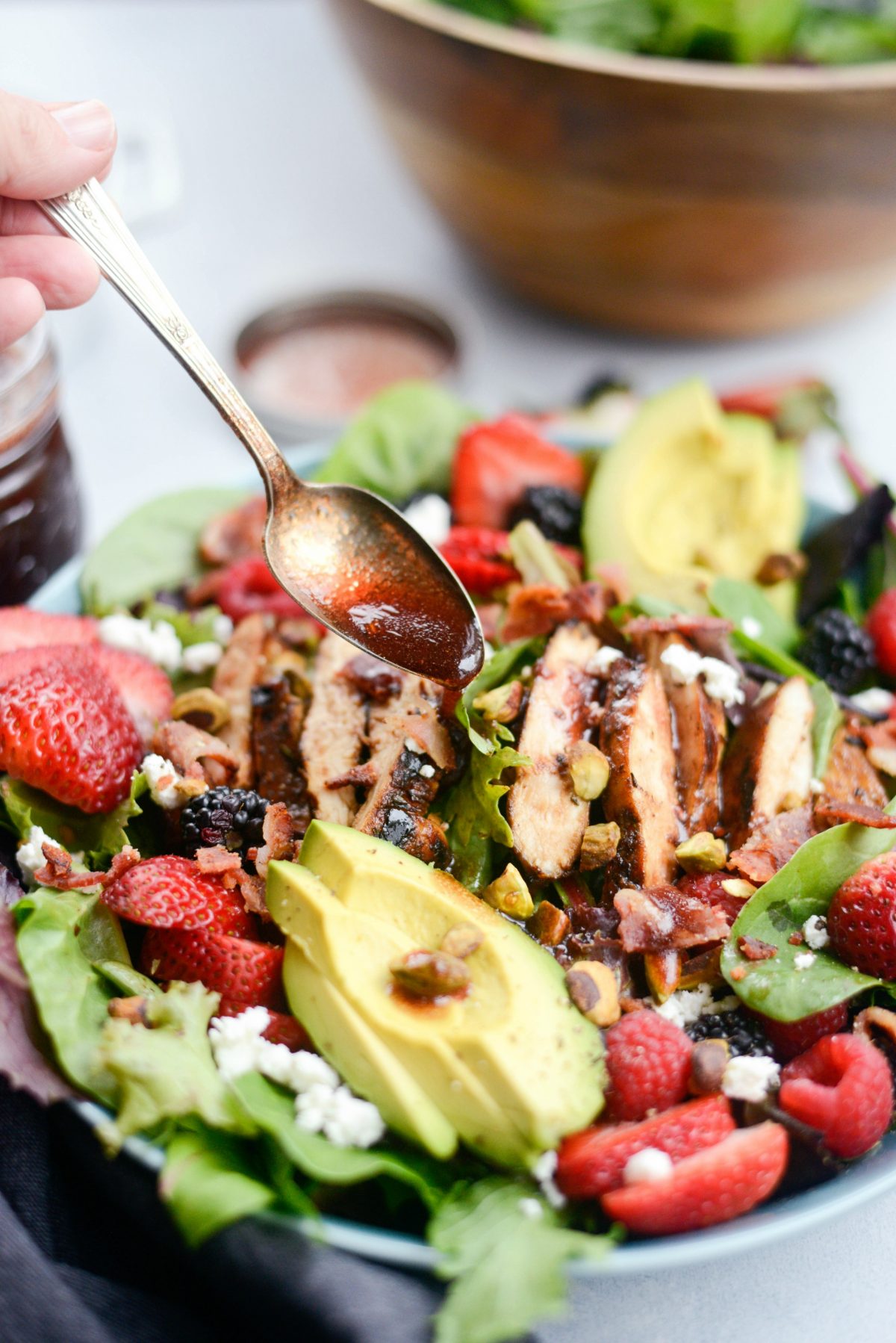 Fresh Berry Spring Salad with Raspberry Balsamic Vinaigrette l SimplyScratch.com