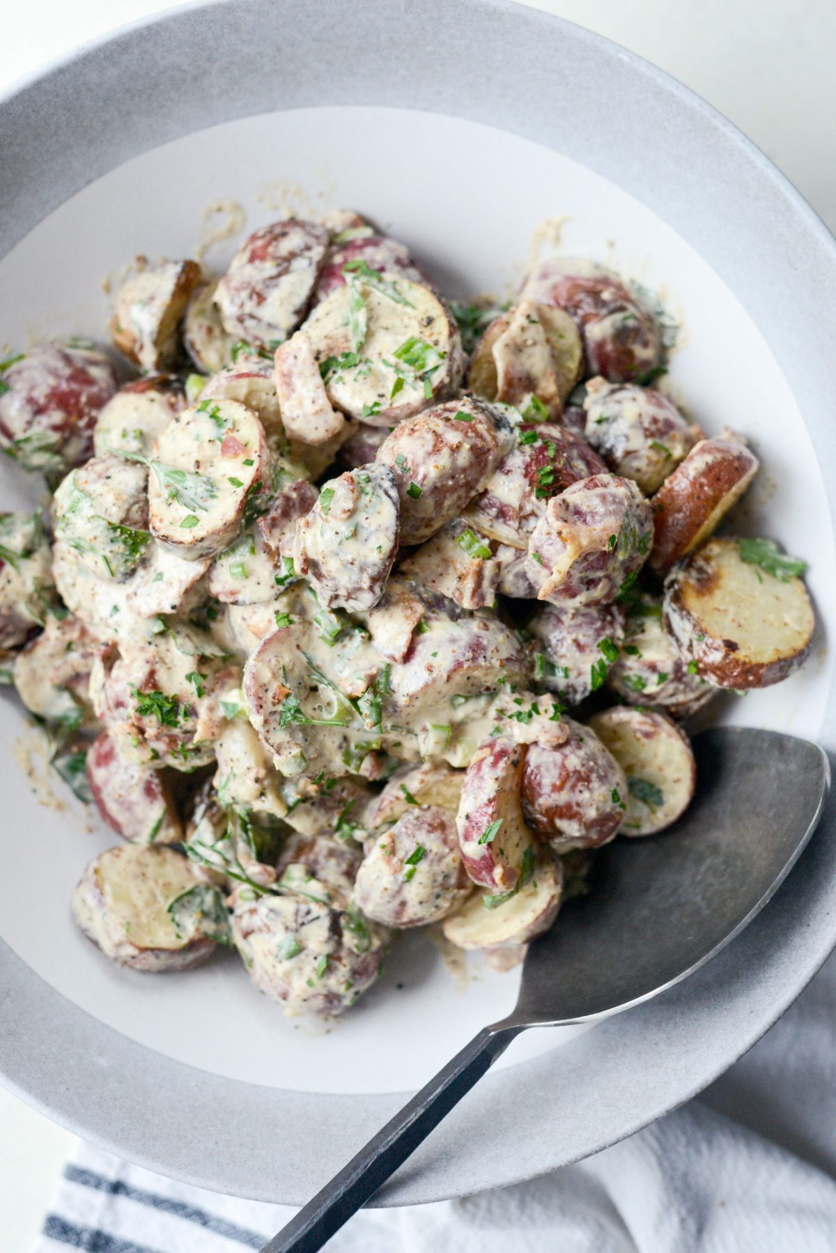 Grilled Potato Salad with Bacon Dijon Vinaigrette l SimplyScratch.com