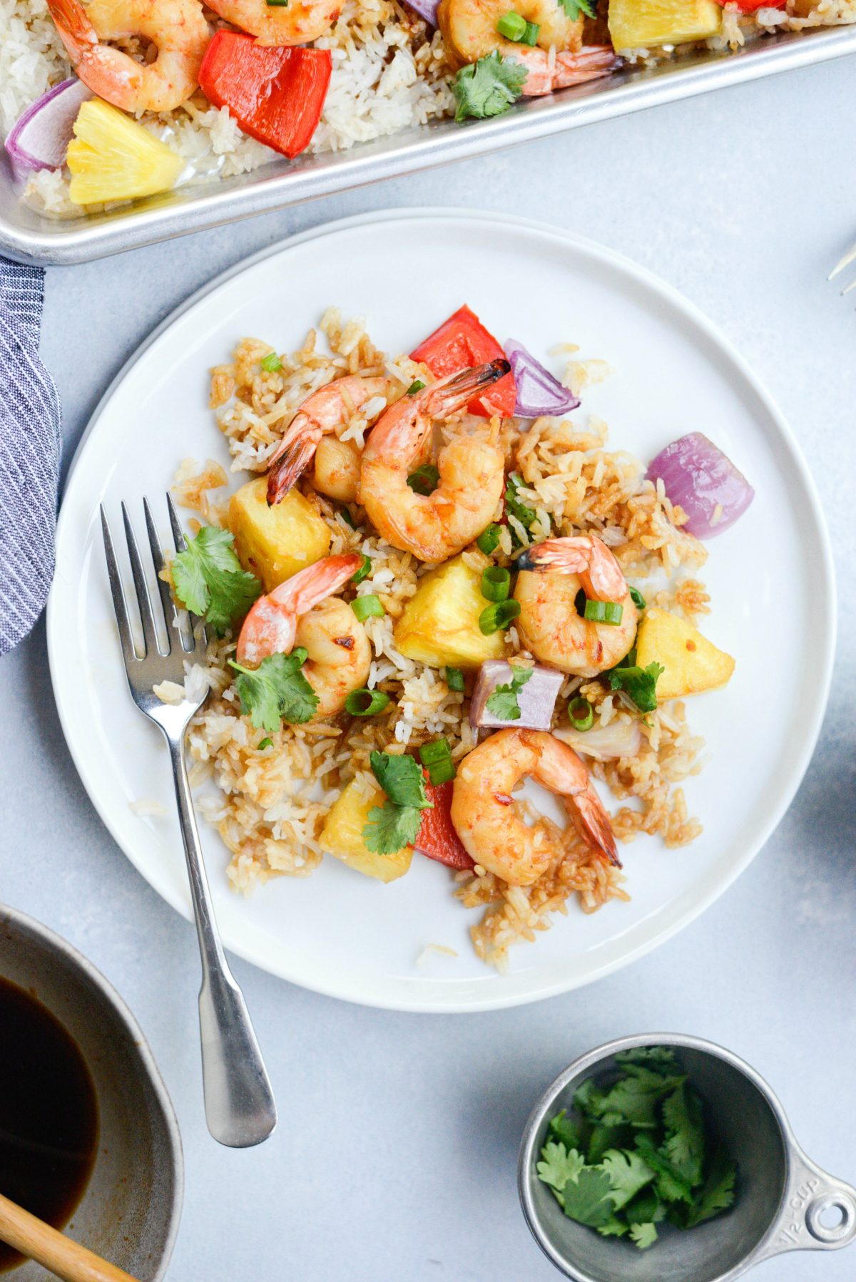 Sheet Pan Hawaiian Shrimp and Rice Dinner l SimplyScratch.com