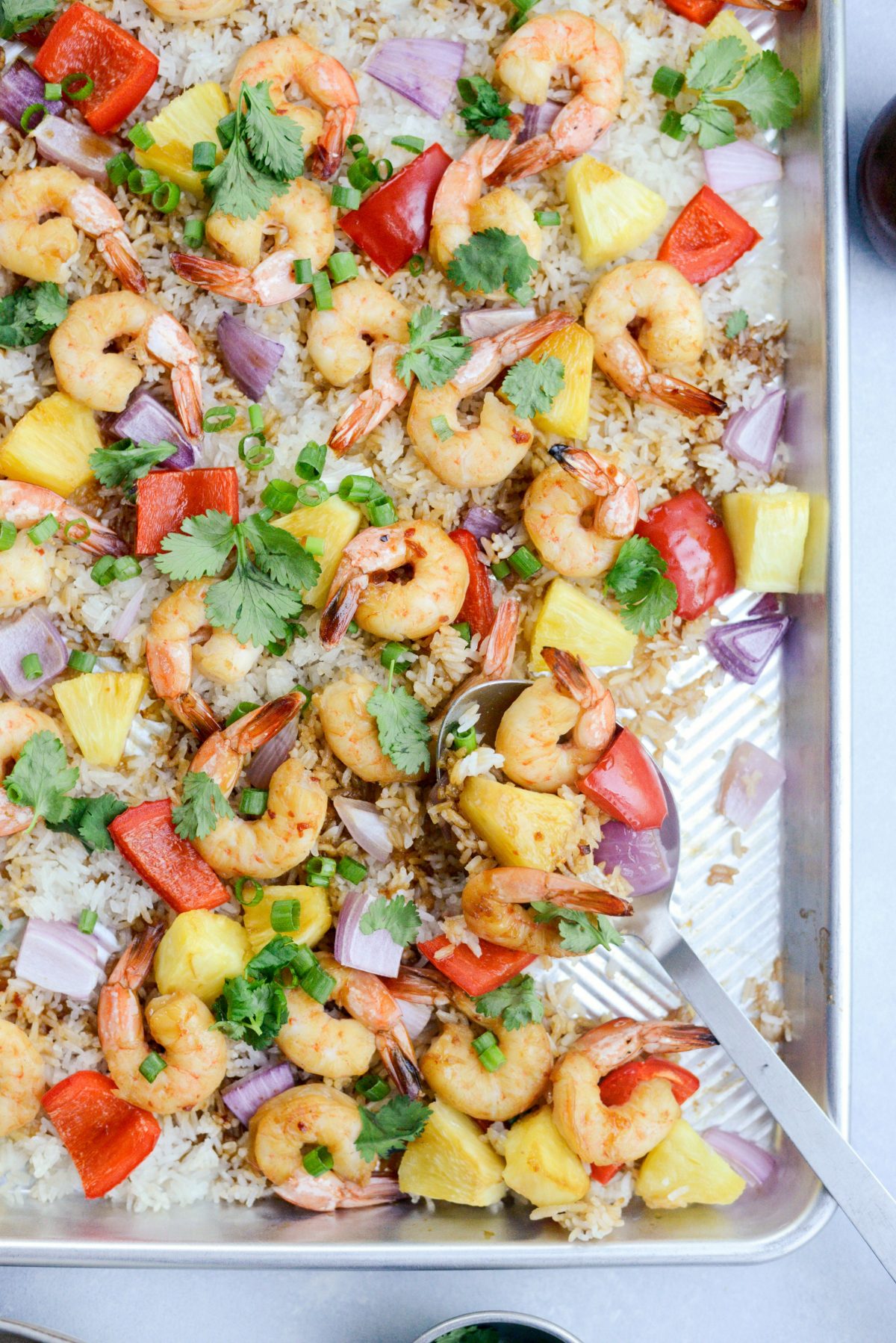 Sheet Pan Hawaiian Shrimp and Rice Dinner