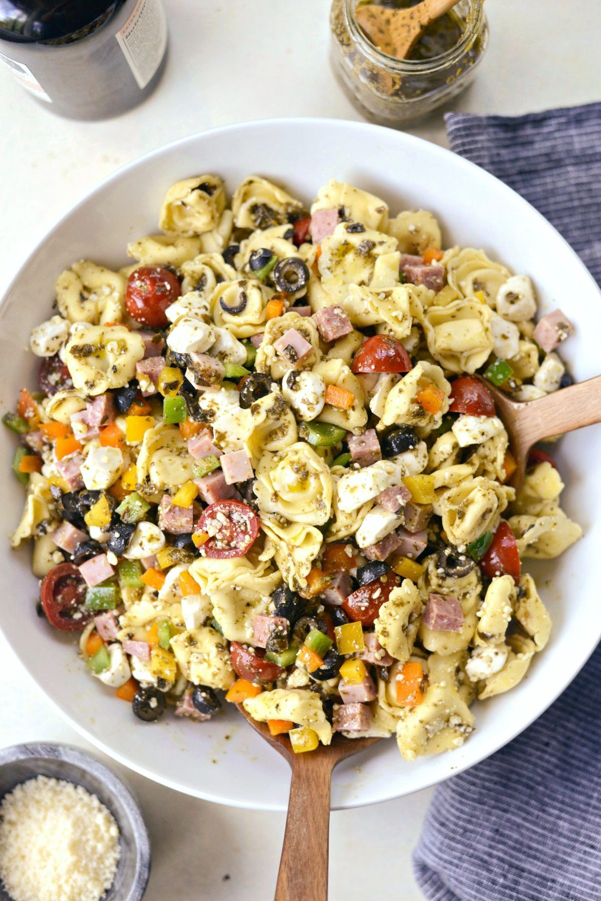 Antipasto Tortellini Pasta Salad with Basil Pesto Vinaigrette l SimplyScrathc.com