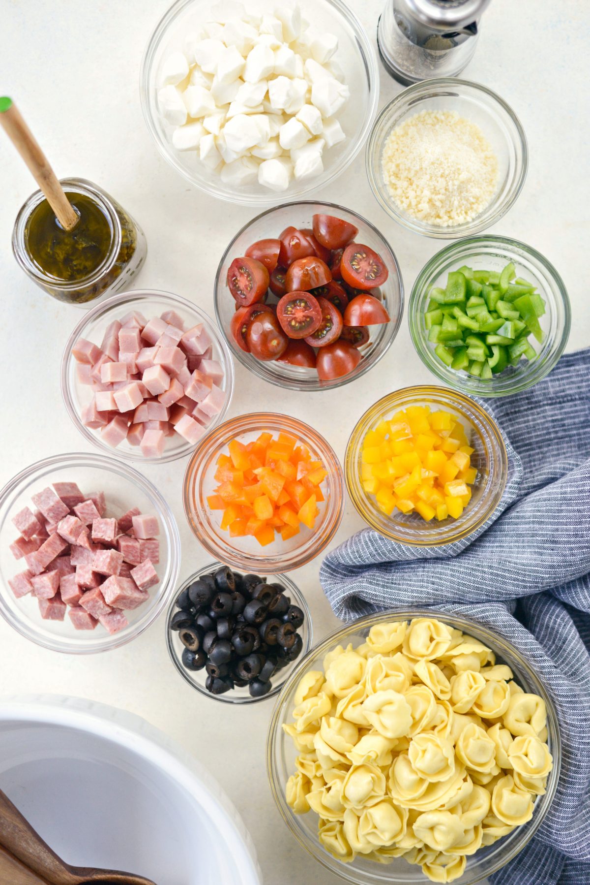 Antipasto Tortellini Pasta Salad with Basil Pesto Vinaigrette l SimplyScratch.com