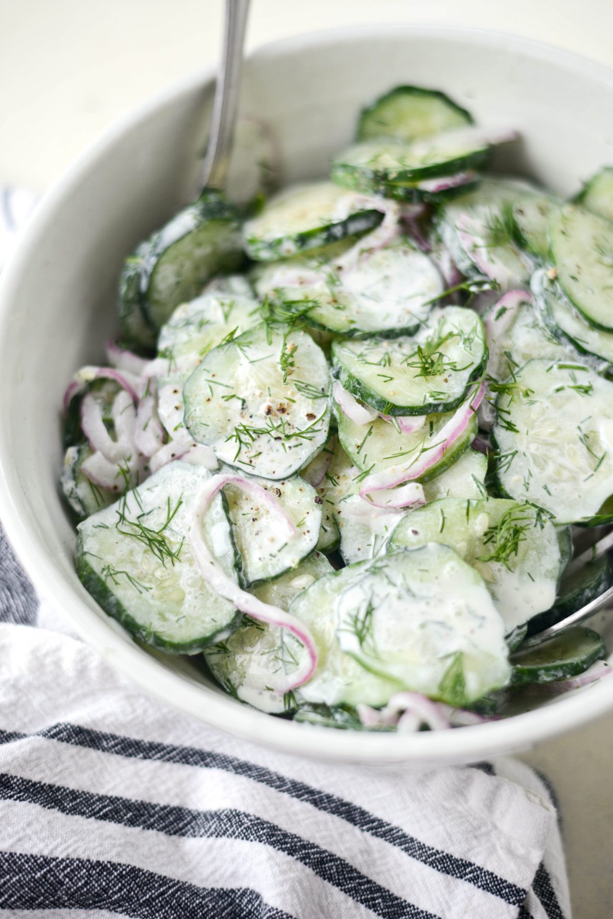 Cucumber Salad with Sour Cream Dill Dressing l SimplyScratch.com