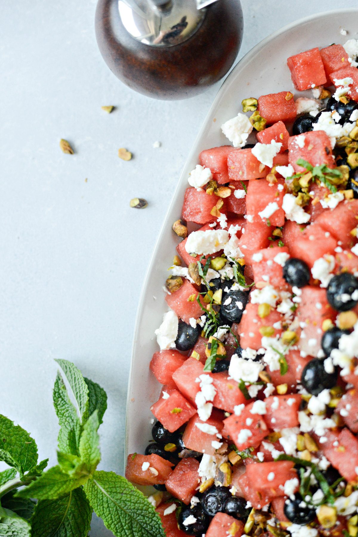 Watermelon Blueberry Feta Salad l SimplyScratch.com