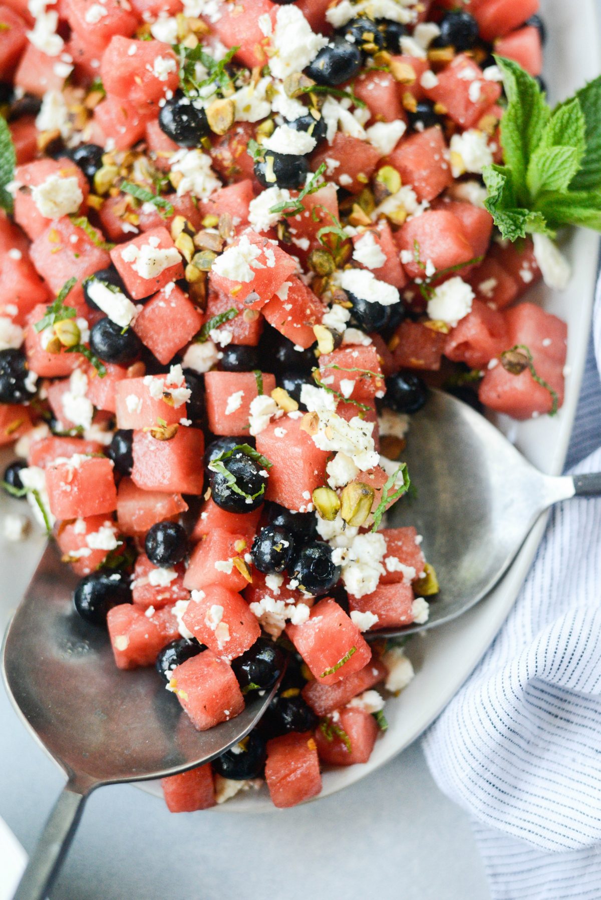 Watermelon Blueberry Feta Salad l SimplyScratch.com