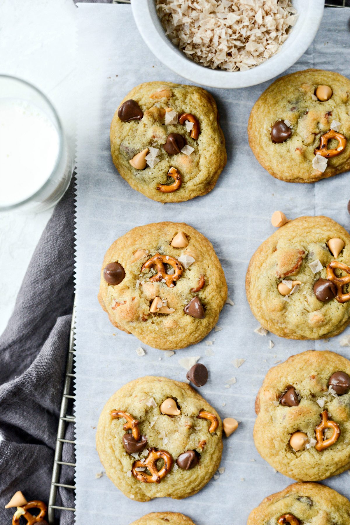 Sea Salt Chocolate Chip Butterscotch Pretzel Cookies l SimplyScratch.com