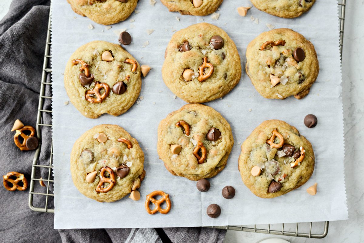 Simply Scratch Sea Salt Chocolate Chip Butterscotch Pretzel Cookies