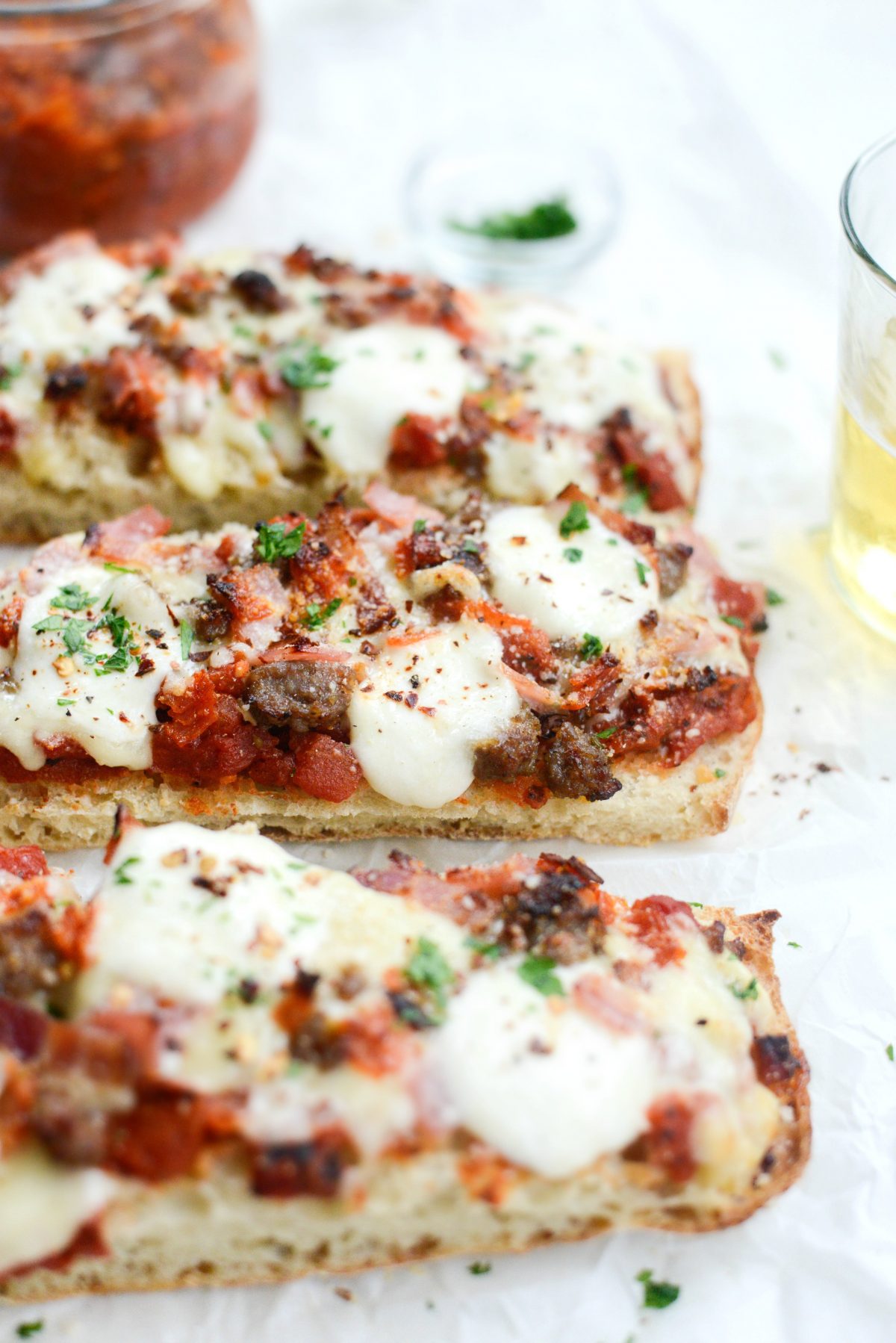 Meat Lovers Ciabatta Pizzas with Mozz Bombs - Simply Scratch